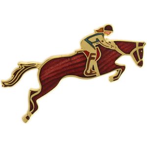 Behave® Broche rood paard met ruiter emaille sierspeld - sjaalspeld