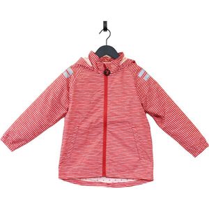 Ducksday - regenjas voor kinderen - waterdicht - unisex - rood - gestreept - maat 146/152 - 12 jaar - reflectoren - ademend - promo