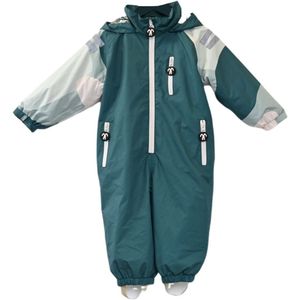Ducksday - Regenpak Kinderen - Waterdicht - Ademend - Eendelig - Regenkleding Unisex - Donkergroen - Maat 98/104