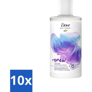 Dove Bath Therapy - Renew - Badschuim & Douchegel - Viooltjes & Hibiscus - 400 ml - Bulkverpakking - 10 stuks