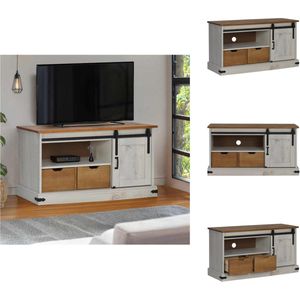 vidaXL Tv-kast - Tv-kasten - Tv-standaard - Tv-dressoir - Tv-meubel HALDEN met schuifdeur wit 110x40x60 cm massief hout