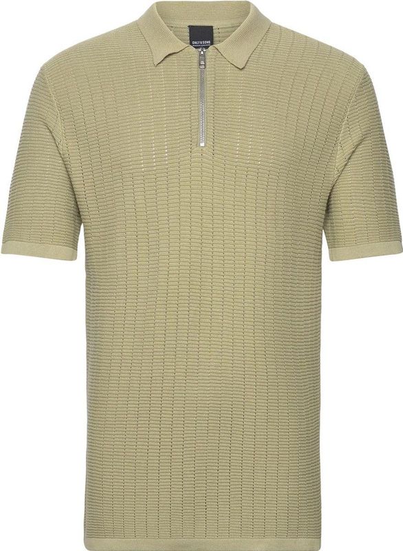 Only & Sons - DS 12 Struc Half Zip Polo - Olijfgroen - Poloshirt