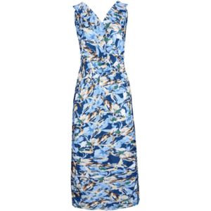 Dames Lange Zomerjurk / Strandjurk 803 One size S-XL blauw/geel/bruin