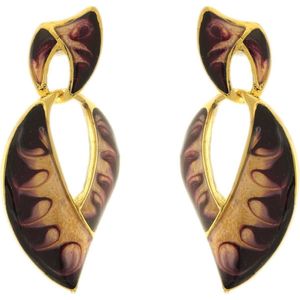 Behave Dames oorbellen hangers goud-kleur paars design 4 cm
