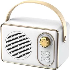 Hoogwaardige Retro Bluetooth speake - Bluetooth speaker - met Ultra Lange Batterijduur - Wit