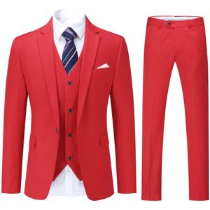 Allthemen Heren Driedelig Pak met Steekkraag - Inclusief Zakdoek - M