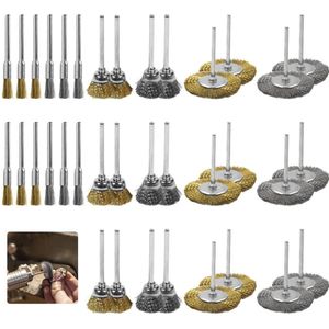 36 stuks draadborstels voor boormachine en accuschroevendraaier - stalen borstel messing borstel - klein set mini-draadborstels - metalen borstel draadborstel-accuschroevendraaier .