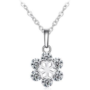Fate Jewellery Ketting FJ409 - Snowflake - 45cm + 5cm -  Zilverkleurig met zirkonia kristallen