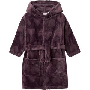 Name it Badjas velours hartjes - Donker mauve - NMFROSE - Maat 104