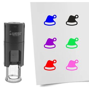 CombiCraft Stempel kerstmuts 10mm rond zwarte inkt - per 1 stuk