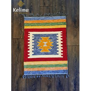 Handgemaakt Kelim vloerkleed 60 cm x 80 cm - Klassieke Wol tapijt Kilim Uit Egypte - Handgeweven Loper tapijt - Keukenmat - Tafelkleed