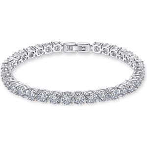 Zilverkleurige Swarovski® Tennisarmband - 17 cm - Valentijnsdag - Moederdag Cadeau - Geschenkset Vrouwen - Cadeau voor Vrouw - Verjaardagscadeau - Cadeau - Geschenk voor haar - Kerst Cadeau - Juwelia