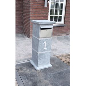 Natuursteen pakketbrievenbus - met gravering - hardsteen brievenbus met pakketvak
