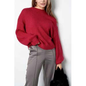 Cozy sweater - Comfy trui- knitted Trui - cherry rode sweater - Wintertrui voor dames