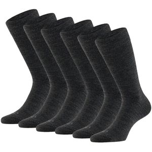 Apollo Merinowollen Sokken -6 paar - Antraciet - Dames & Heren Sokken - Maat 35/38
