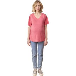 Zwangerschapsshirt - Rozen - V-hals - Korte Mouwen - Linnen en Viscose