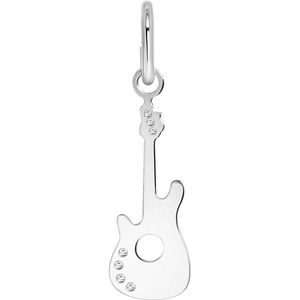 Lucardi Dames Zilveren hanger gitaar met zirkonia - Hanger - 925 Zilver - Zilverkleurig