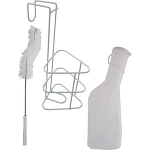 Urinaalset man (urinaal, urinaalhouder en urinaalborstel set)