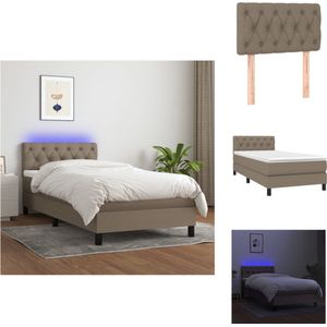 vidaXL Boxspring - Bed met matras en LED - 203x80x78/88 cm - Taupe - Bed