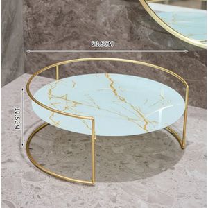 Moongoods Cosmetica / parfum / make-up Organizer met wit marmer-look glazen blad en goudkleurig stalen frame - Large