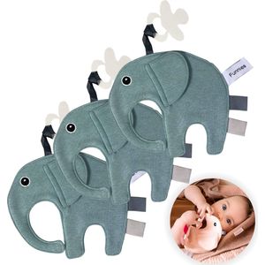 Funnies Speendoekje Ollie 3-Pack Stone Green - Set van 3 Zachte Speendoekjes - Knuffeldoekjes - Speenknuffels - 15x14 cm - Zacht en Comfortabel Doekje om de Speen aan te Bevestigen - Ideaal voor Troost en Gemak bij Baby’s