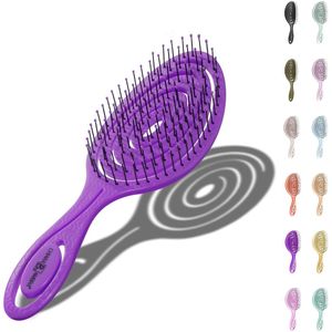 Chiara Ambra spiraalvormige haarborstel antiklit - Anti klit borstel voor krullen of steil haar - Detangler brush voor dames en heren - Pruimkleurig