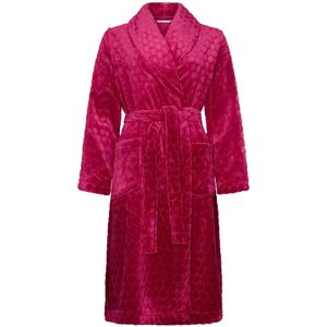 Pastunette - Badjas - Sangria Nights - Flanel/Fleece - Rood/Roze - Maat L