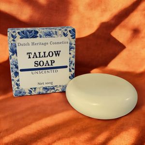 Tallow Zeep van Dutch Heritage Cosmetics – Geurloos & Natuurlijk – 100g Puur Vetvakmanschap