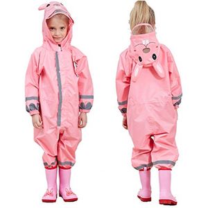 Waterdichte en Ademend Regenjas voor Kinderen 3-10 Jaar met Capuchon en Reflecterende Strepen