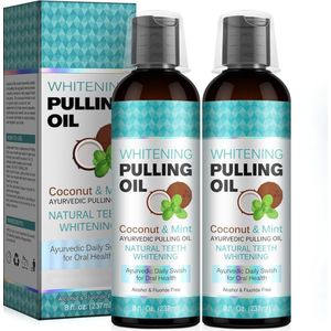 Oil Pulling - 1 + 1 Gratis - Coconut Oil Pulling - Mondwater - Witte Tanden - Frisse Adem - Gezond Tandvlees - Inhoud 237 ml