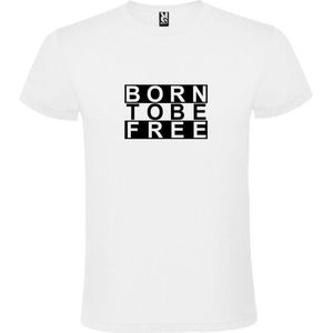 Wit  T shirt met  print van ""BORN TO BE FREE "" print Zwart size XS