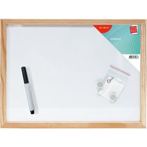 SOHO Whiteboard – Whiteboard met hout – Uitwisbare whiteboard – Whiteboard inclusief magneten – Kunststof – 30 x 40 cm - Wit