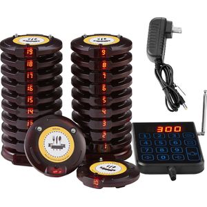 Collox Restaurant pager systeem - Piepers - Zoemers - Draadloos belsysteem - Voorkom wachtrijen - 999 kanalen - 20 stuks - Met LED, tril en zoem alarm