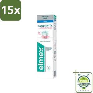 15 x Elmex – Tandpasta – Sensitive Plus Gum Care White – 75 ml - Grootverpakking - Gevoelige Tanden - Gevoelige Tanden En Tandvlees - Tandpasta Voor Gevoelige Tanden - Tandpasta Voor Gezond Tandvlees - Whitening Tandpasta