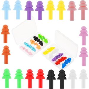 10 paar zachte siliconen oordopjes voor slaap en ruisonderdrukking - ideaal voor studeren, reizen, werk en concerten - 10 kleuren en 2 opbergdozen