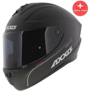 Axxis Draken helm solid mat zwart S / met helder & donker vizier