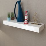 The Living Store Wandplank - Hangplank - Wit - 80x25x8 cm - MDF met matte afwerking