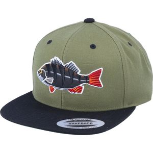 Hatstore- Perch Black Applique Olive/Black Snapback - Skillfish Cap