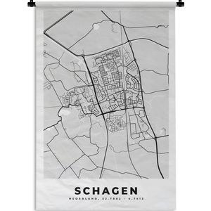 Wandkleed - Wanddoek - Kaart - Schagen - Plattegrond - Stadskaart - 90x135 cm - Wandtapijt