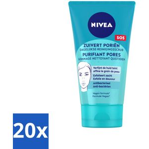 NIVEA - Reinigingsscrub - Essentials Dagelijkse Scrub - Voor onzuivere huid - Met Melkzuur & Magnolia-extract - 150 ml - Bulkverpakking - 20 stuks