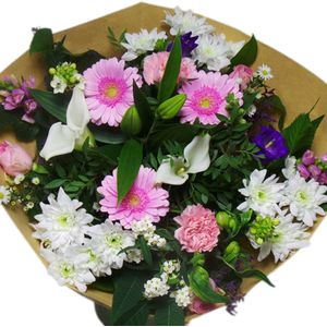 Boeket Large (Wit-Roze) ↨ 50cm - bloemen - boeket - boeketje - bloem - droogbloemen - bloempot - cadeautje