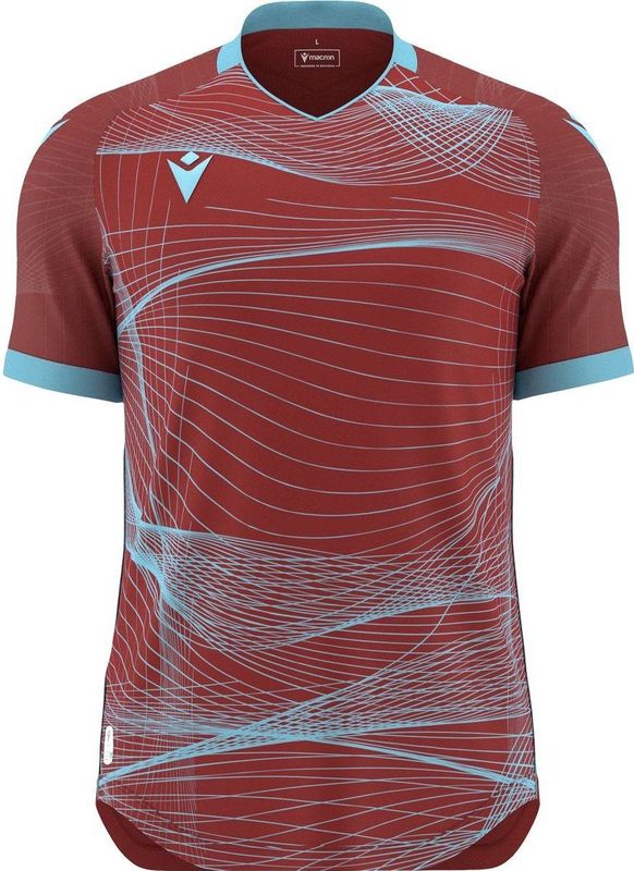 Macron Wyvern Eco Shirt Korte Mouw Kinderen - Bordeaux / Hemelsblauw | Maat: 7-8 Y