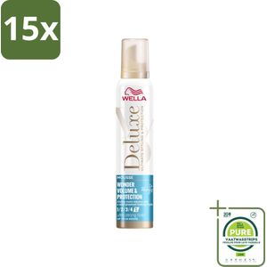 15 x Wella – Deluxe Volume & Protection – Haarmousse – 200 ml - Grootverpakking - Haarmousse - Volume - Bescherming - Keratine - Haarbescherming