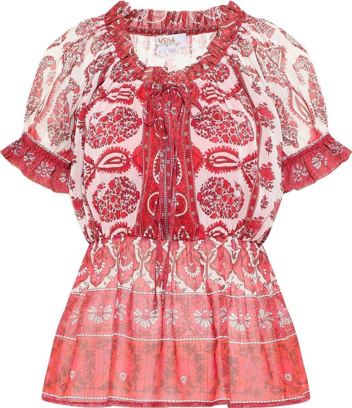 usha - Blusenshirt - Boho-Stijl - Semitransparant - Allover-Flower-Print