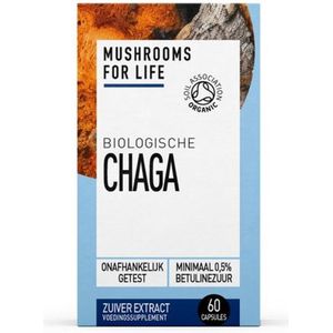 Mushrooms4Life Chaga Paddestoel Biologish - 60 Capsules