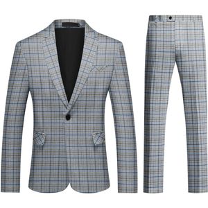 Allthemen Heren Pak Print - Enkel Knops Middensplit - Tweedelig pak - S