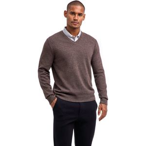 FALKE Basic Lambswool V-Neck elegante klassieker wol trui heren bruin - maat L