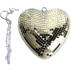 Hartvormige Spiegelbol Ketting Decoratie Feest Bruiloft Bar Verjaardag - Champagne-goud - 52 Cm .