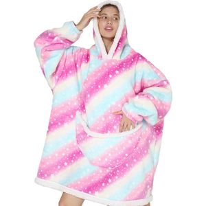 Oversized Deken Hoodie - Fleece Draagbare Deken voor Unisex Volwassen Vrouwen Mannen, Pluizige Giant Comfortabele Hooded Sweatshirt, Galaxy Paars, One size