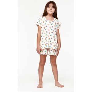Woody pyjama meisjes - wit met toekan all-over print - toekan - 231-1-PSA-S/927 - maat 98